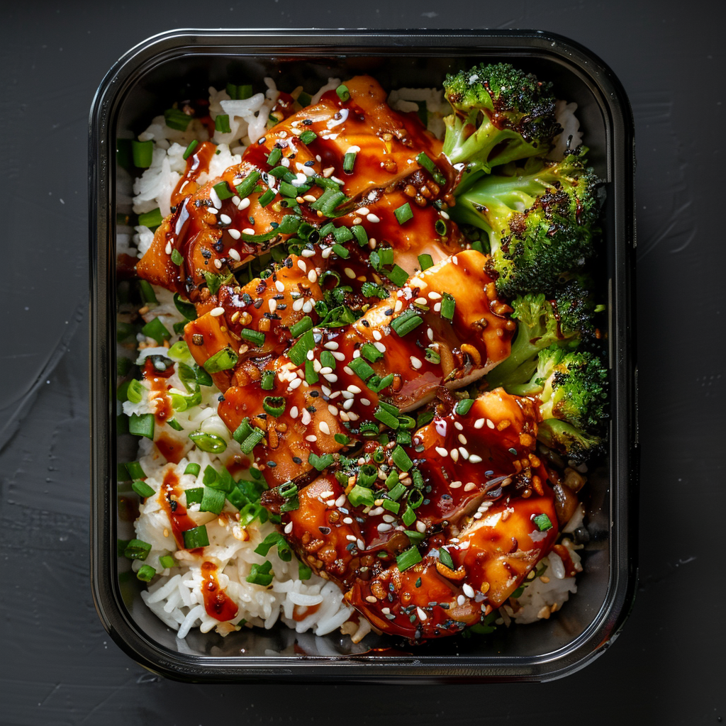 Sweet Chili Chicken Thighs with Soy Rice and Broccoli