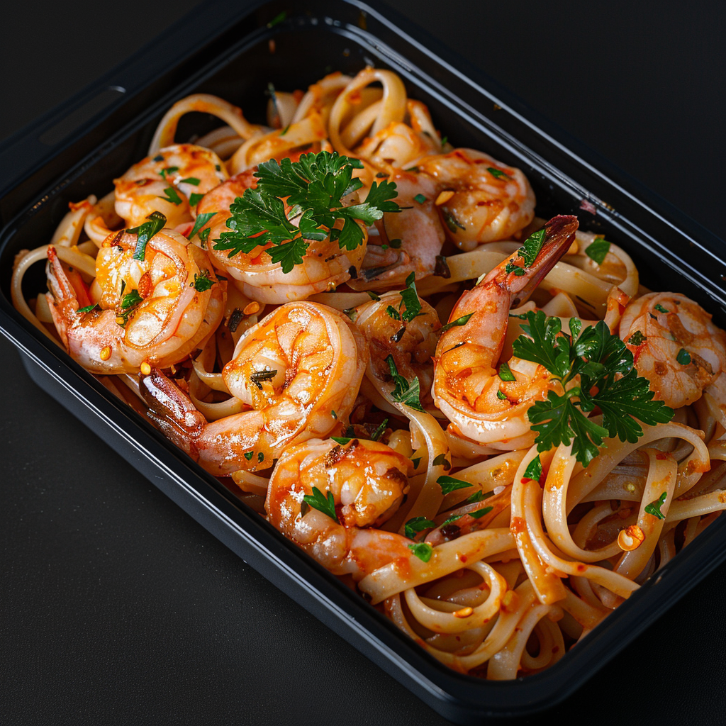 Chili Oil Shrimp Linguine