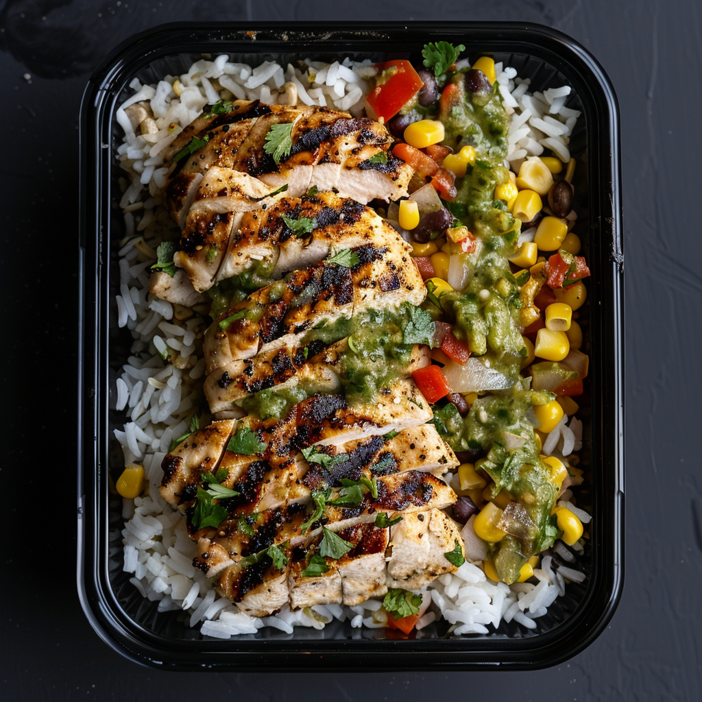 Salsa Verde Chicken over Cilantro Rice Bowl