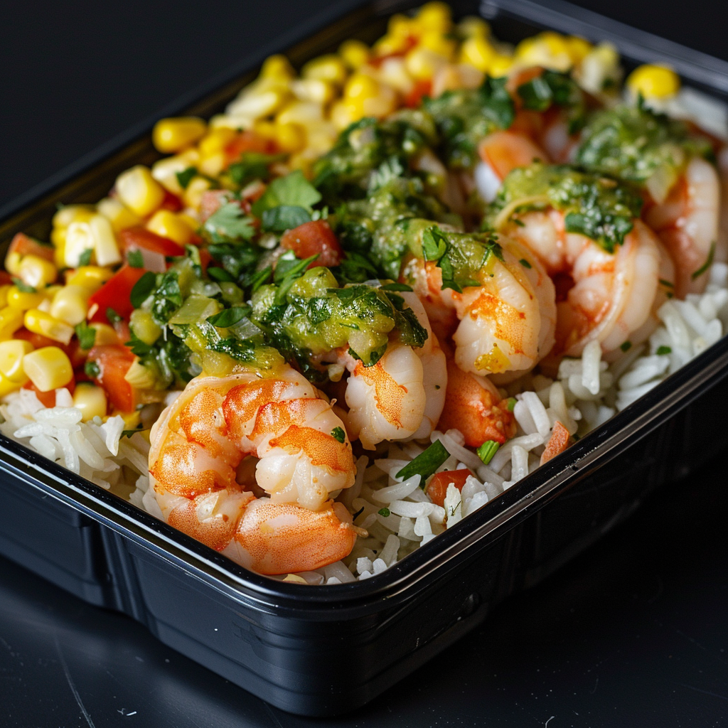 Salsa Verde Shrimp over Cilantro Rice Bowl