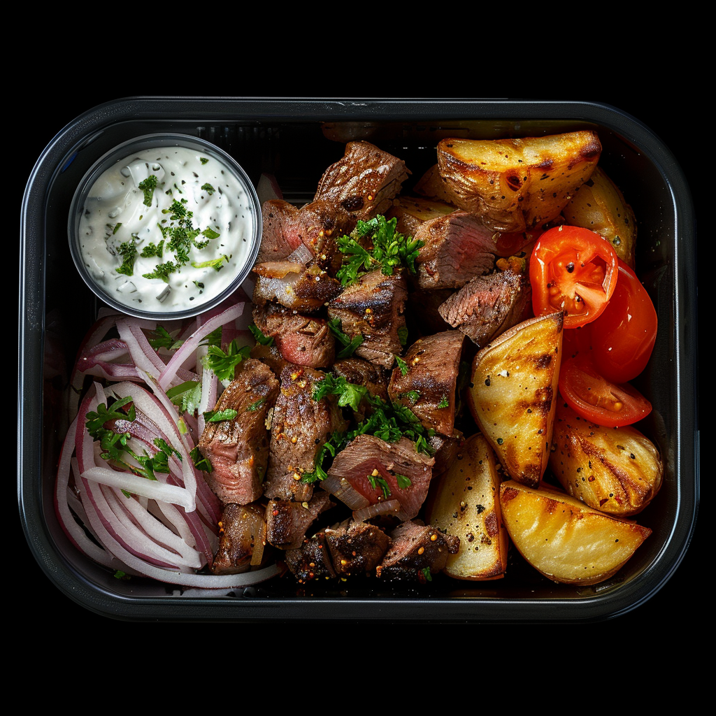 Steak Souvlaki Bites & Greek Potato Bowl