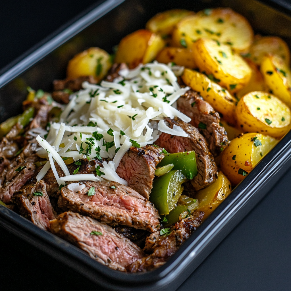 Philly Cheese Flank Steak Bowl