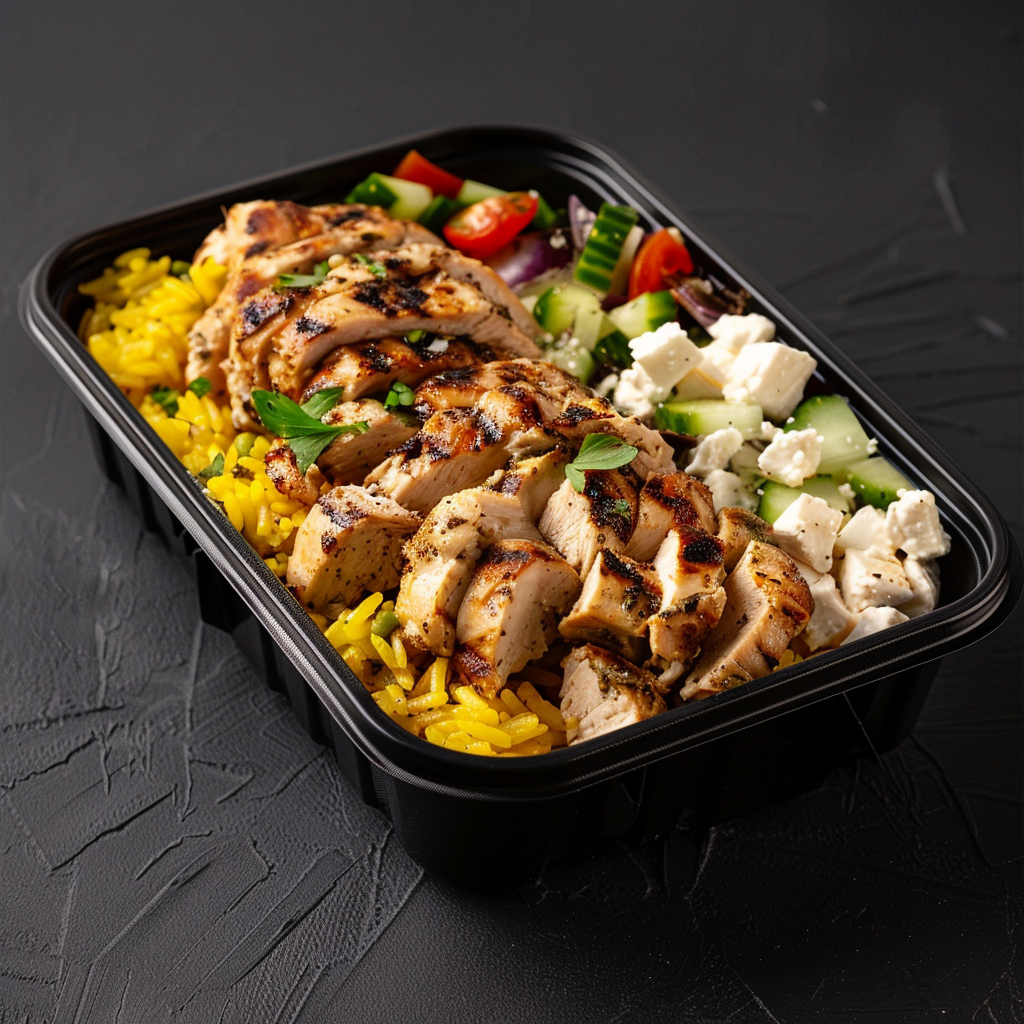 Chicken Shawarma over Saffron Rice and Fresh Salad