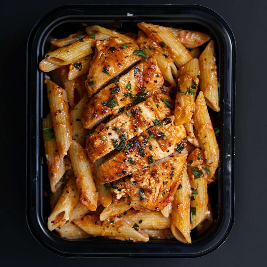 High Protein Creamy Garlic Chicken Pasta