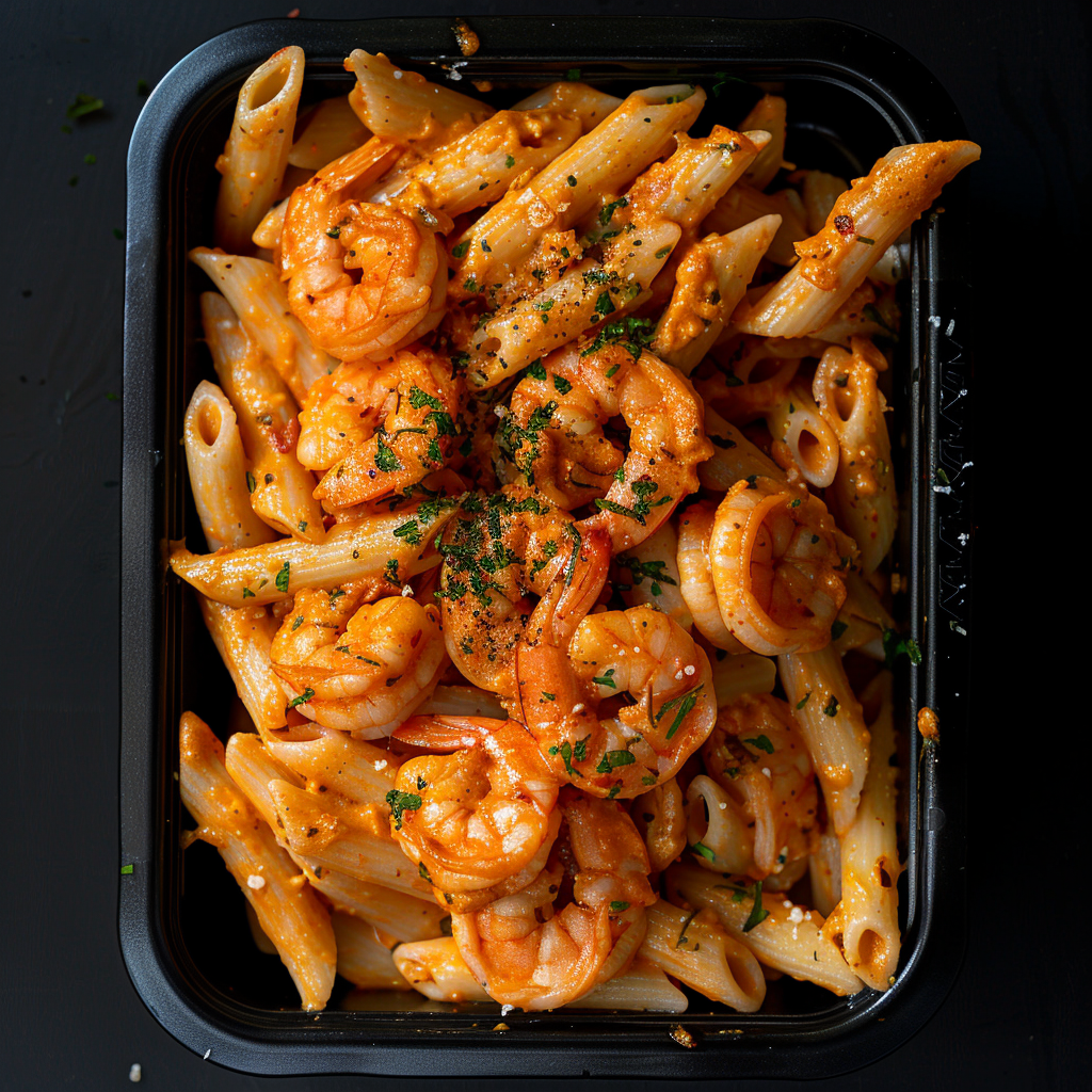 High Protein Creamy Garlic Shrimp Pasta