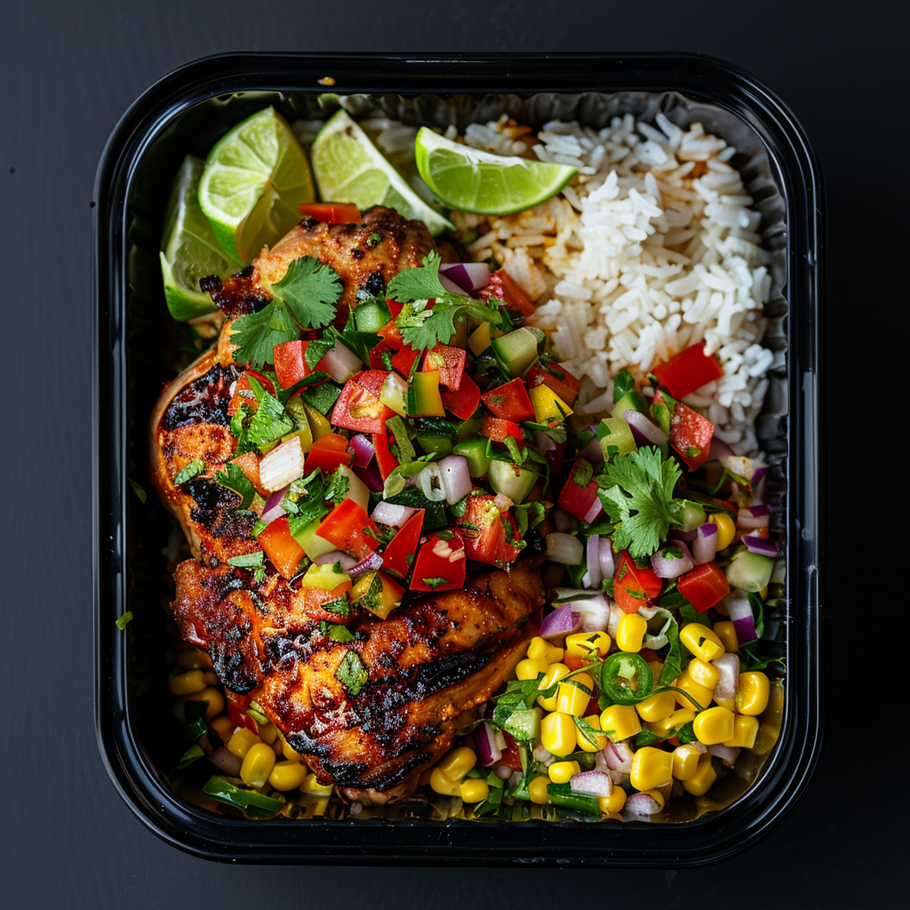Chipotle Lime Chicken Burrito Bowl with Salsa Verde