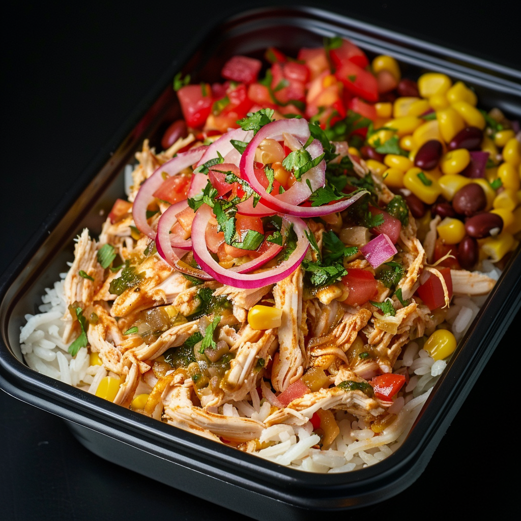 Shredded Tomato Lime Chicken Burrito Bowl