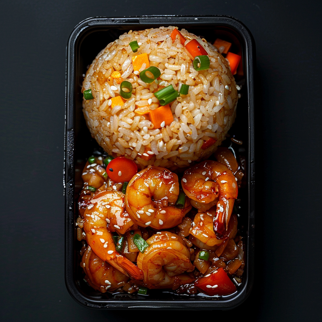 Sweet and Sour Shrimp Paired with "Fried" Rice
