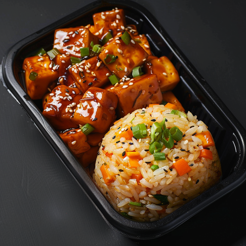 Sweet and Sour Tofu Paired with "Fried" Rice