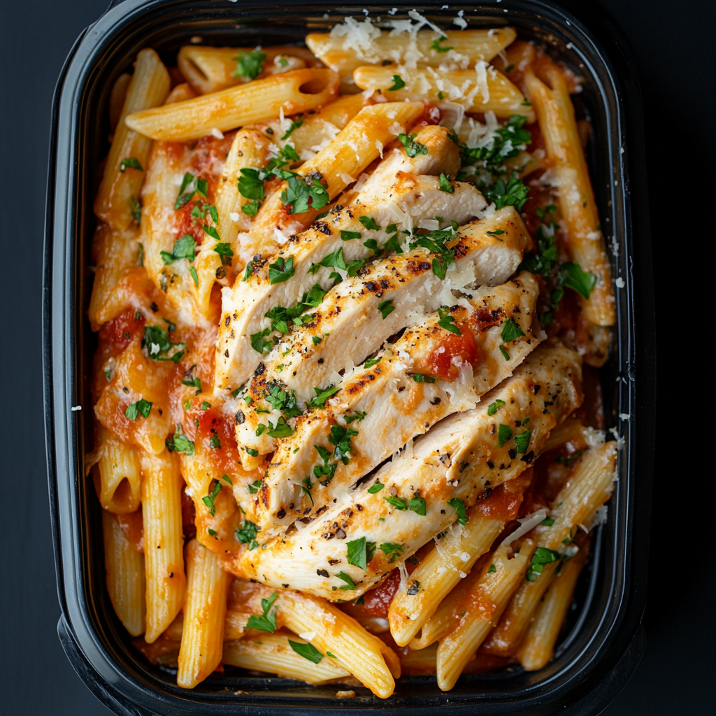 Creamy Red Pesto Penne with Chicken Breast