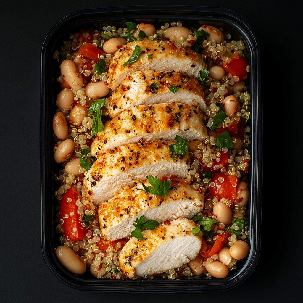Harissa Chicken Breast over Quinoa and Butter Bean Salad