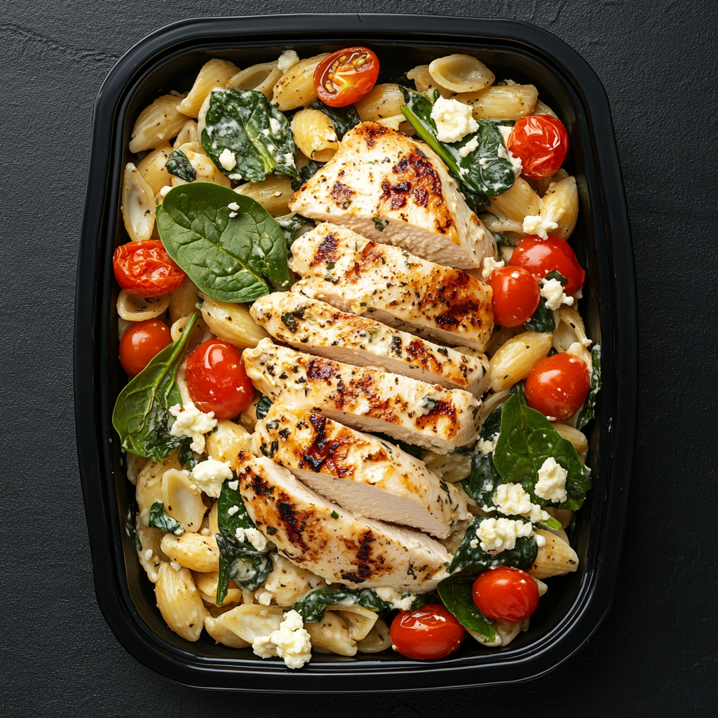 Mediterranean Chicken Feta Pasta