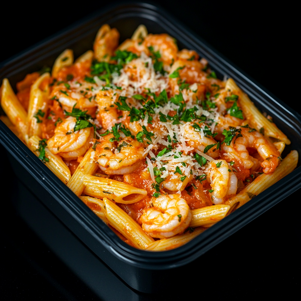 Creamy Red Pesto Penne with Shrimp