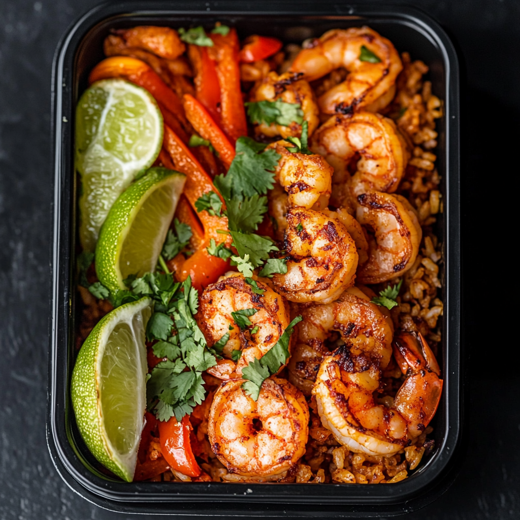Shrimp Burrito Bowl with Fajita Bell Peppers