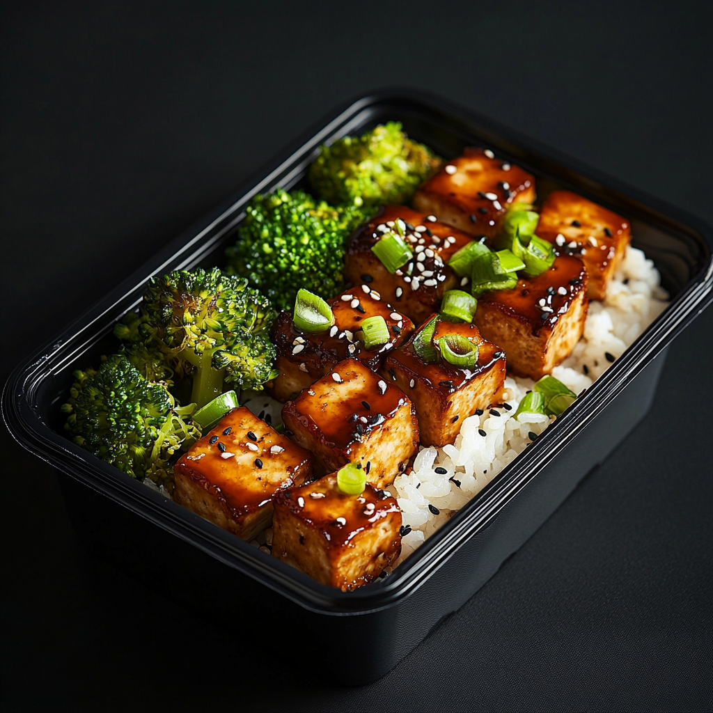 Soy Ginger Tofu Bites over Coconut Rice