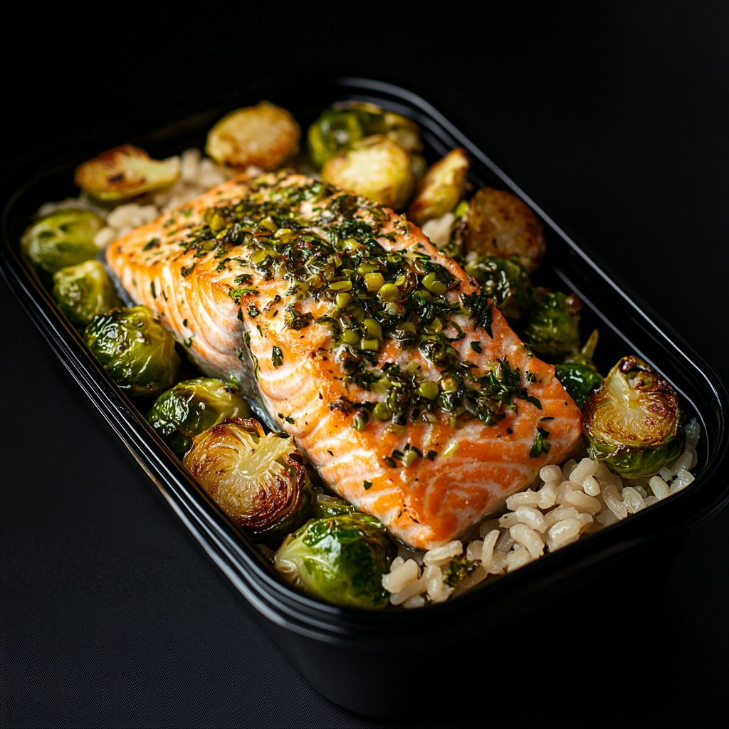 Lime and Herb Baked Salmon with Roasted Brussel Sprouts