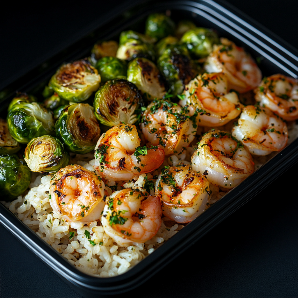 Lime and Herb Shrimp with Roasted Brussel Sprouts