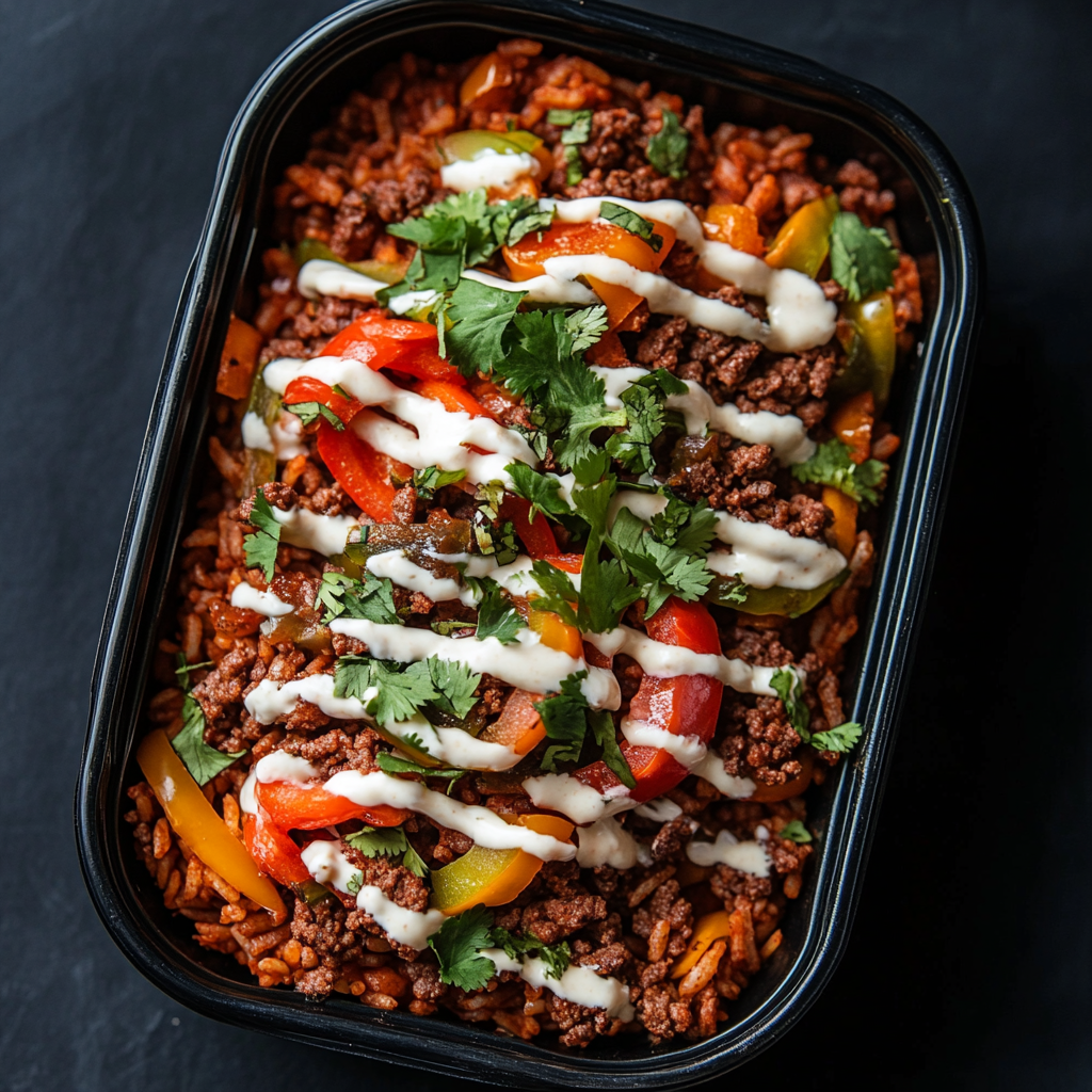 Ground Turkey Fajita Bowl with Lime Crema