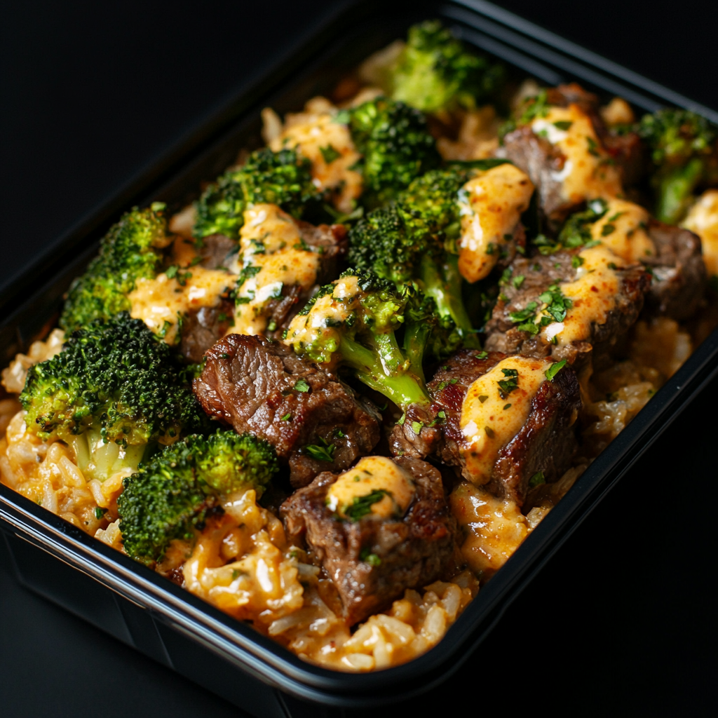 Queso Steak Bites and Broccoli