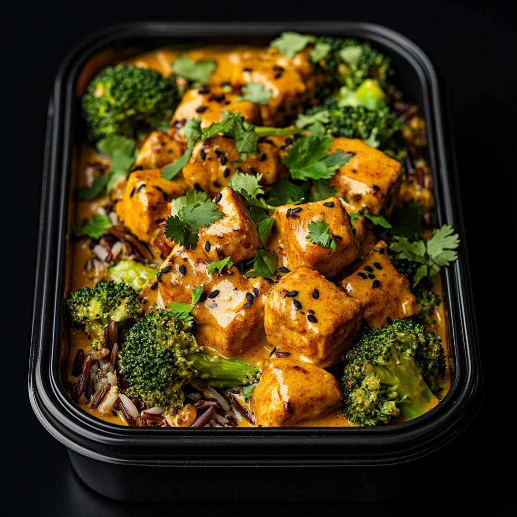 Coconut Curry Chicken over Wild Rice and Broccoli