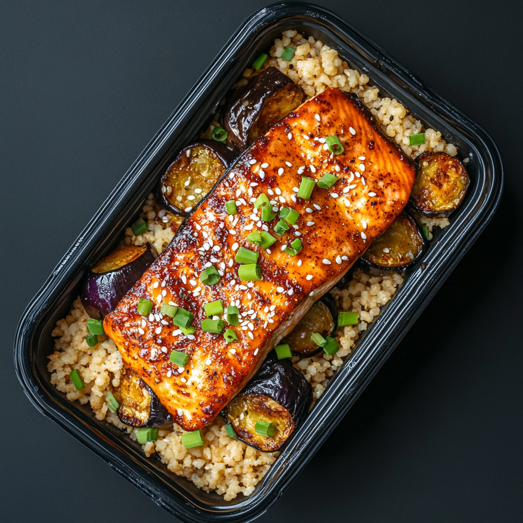 Gochujang Glazed Salmon over Lemon Herb Couscous