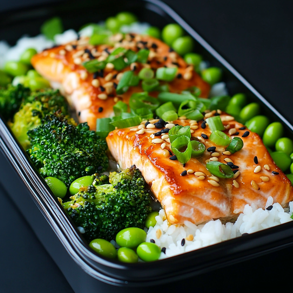 Baked Teriyaki Salmon with Edamame and Broccoli