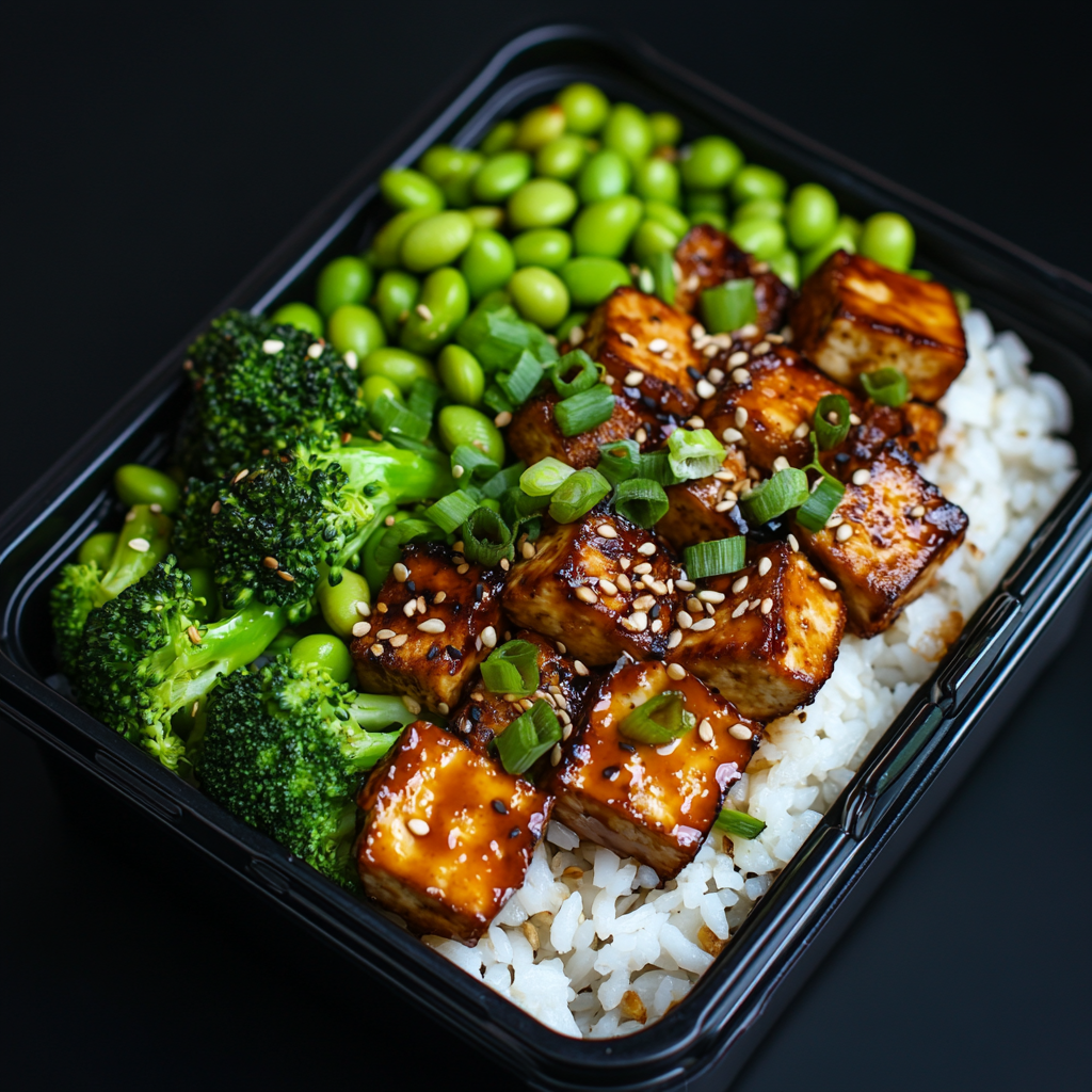 Teriyaki Tofu with Edamame and Broccoli