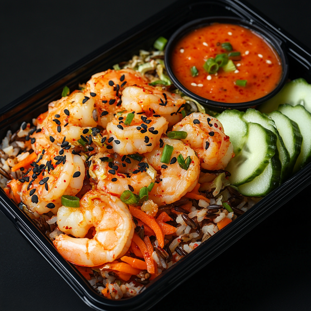 Korean BBQ Shrimp over Wild Rice