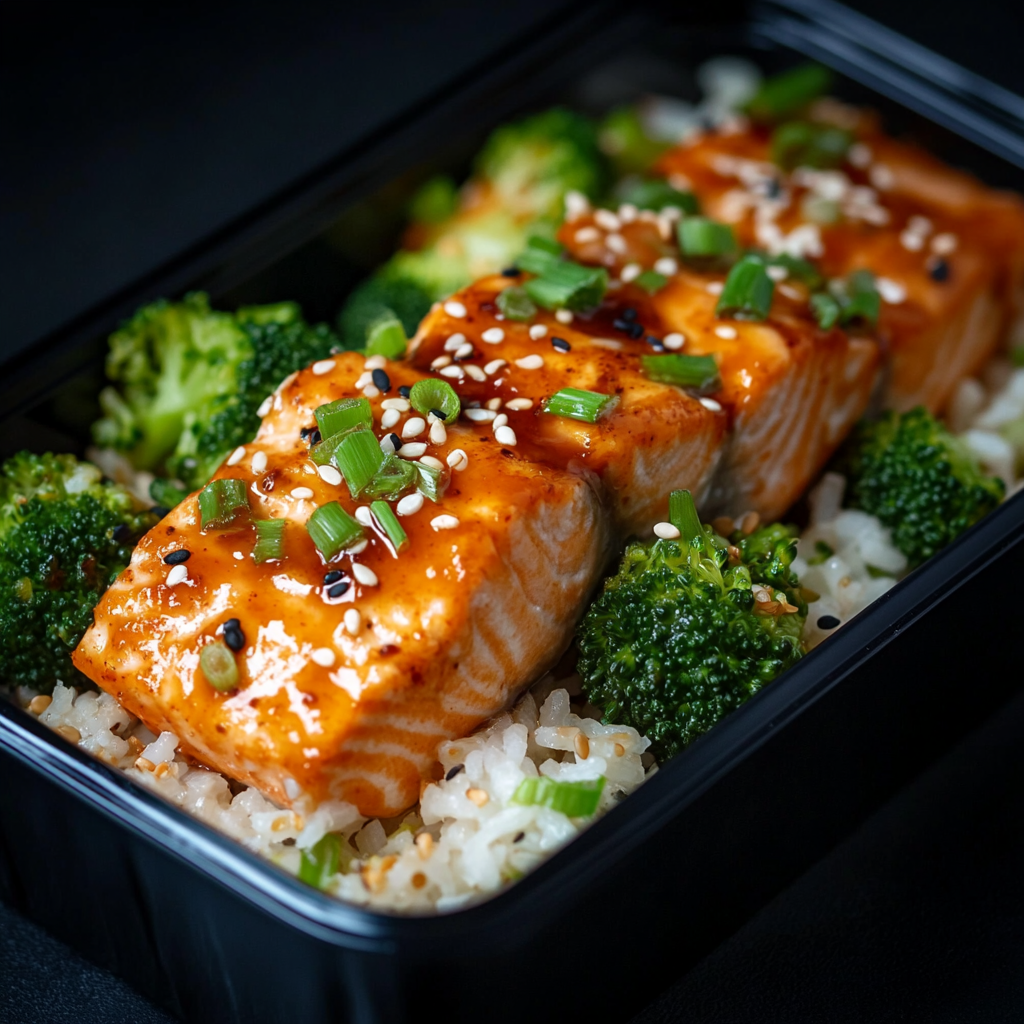 Sweet Chili and Lime Salmon over Coconut Rice and Broccoli