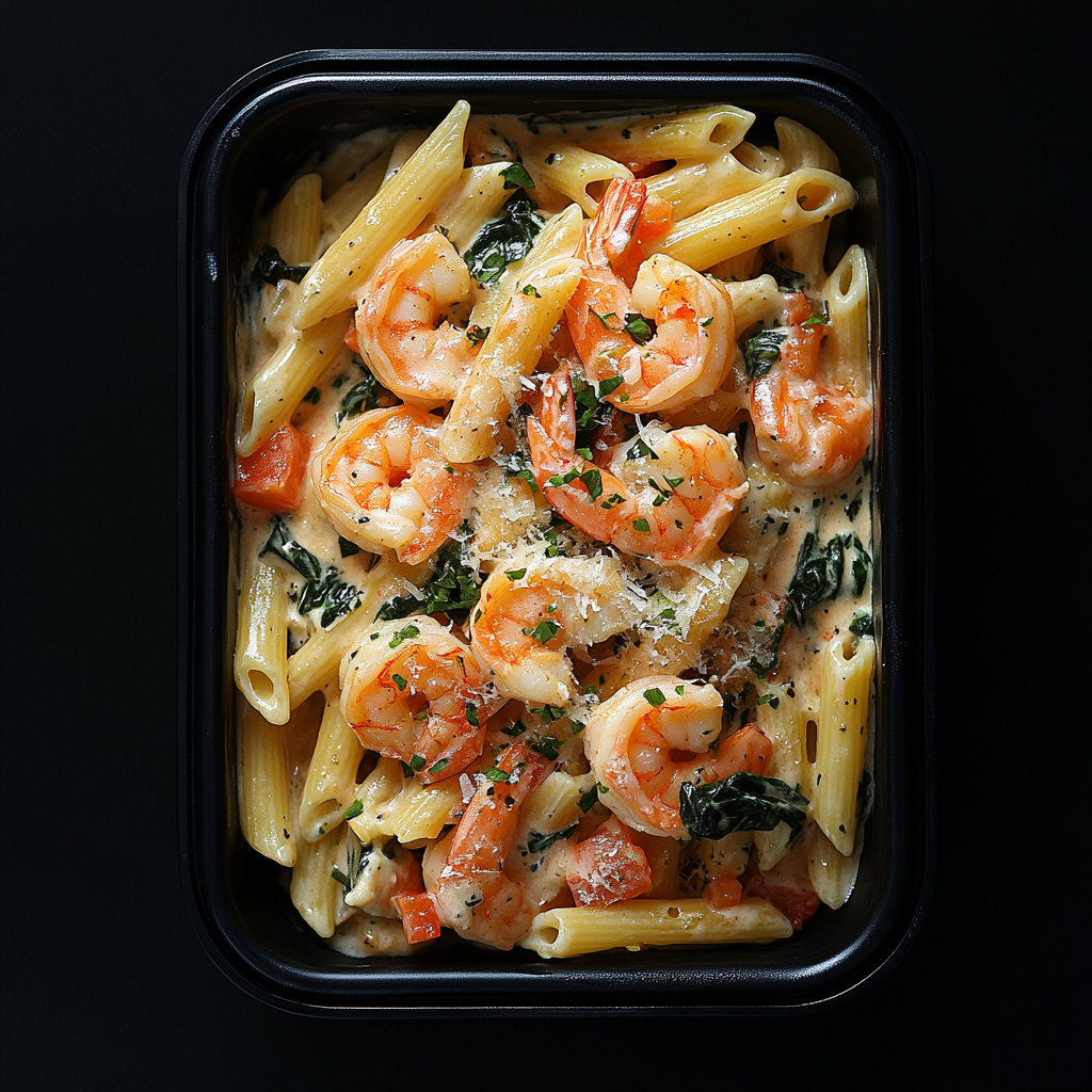Shrimp Florentine Penne Pasta