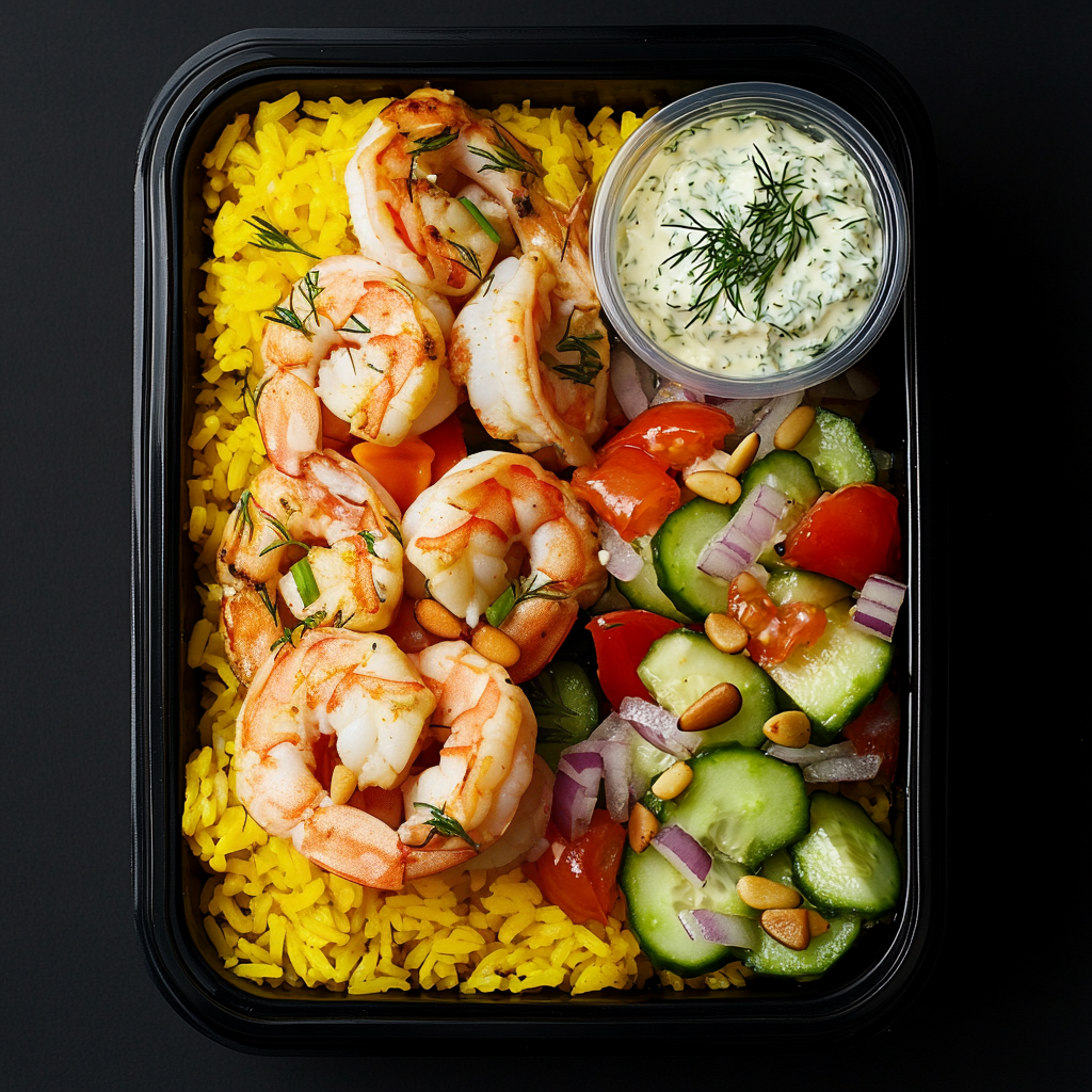 Mediterranean Shrimp Bowl with Tzatziki Sauce