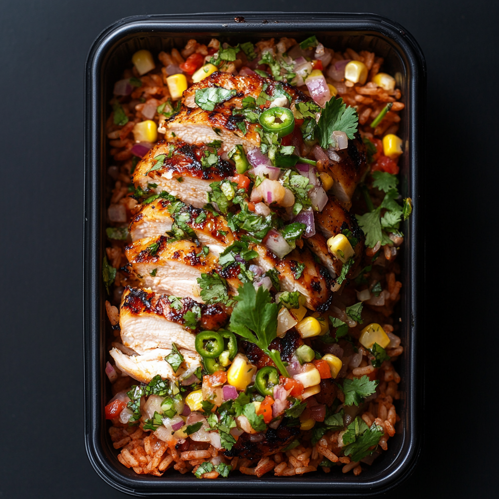 Chicken Lime Burrito Bowl with Jalapeno Salsa