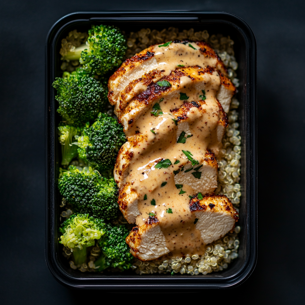 Creamy Cajun Chicken over Quinoa and Broccoli