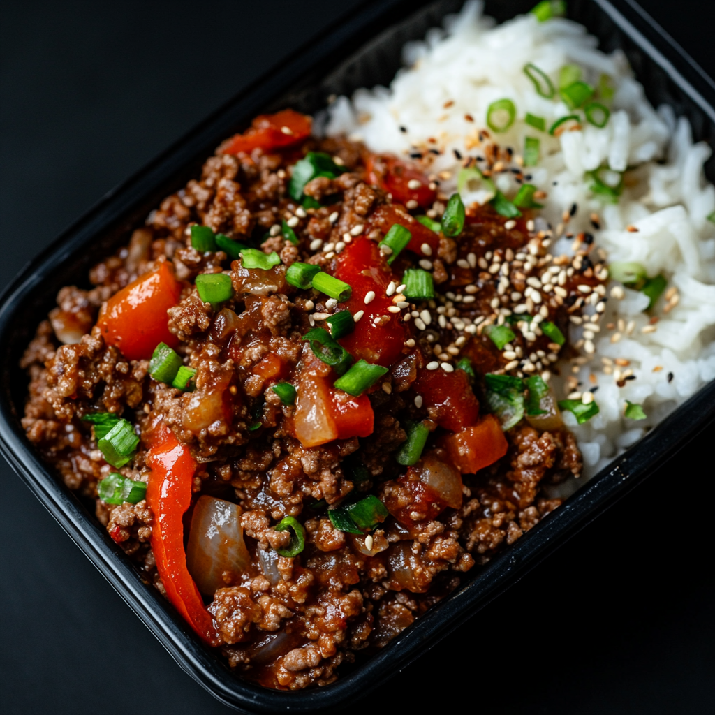 Chili Beef with White Rice Bowl
