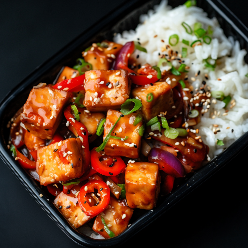 Chili Tofu with White Rice Bowl