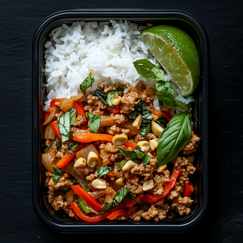Thai Peanut Basil Ground Turkey Bowl