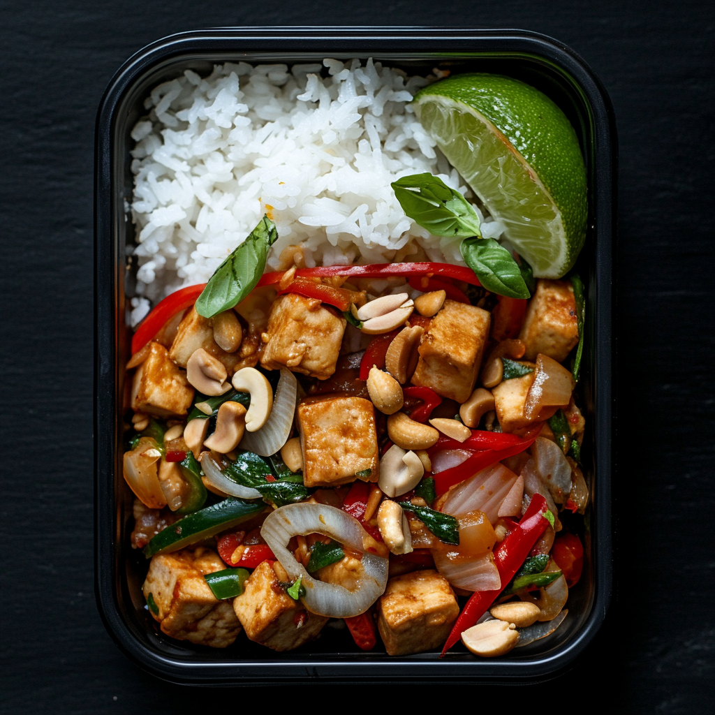 Thai Peanut Basil Tofu Bowl