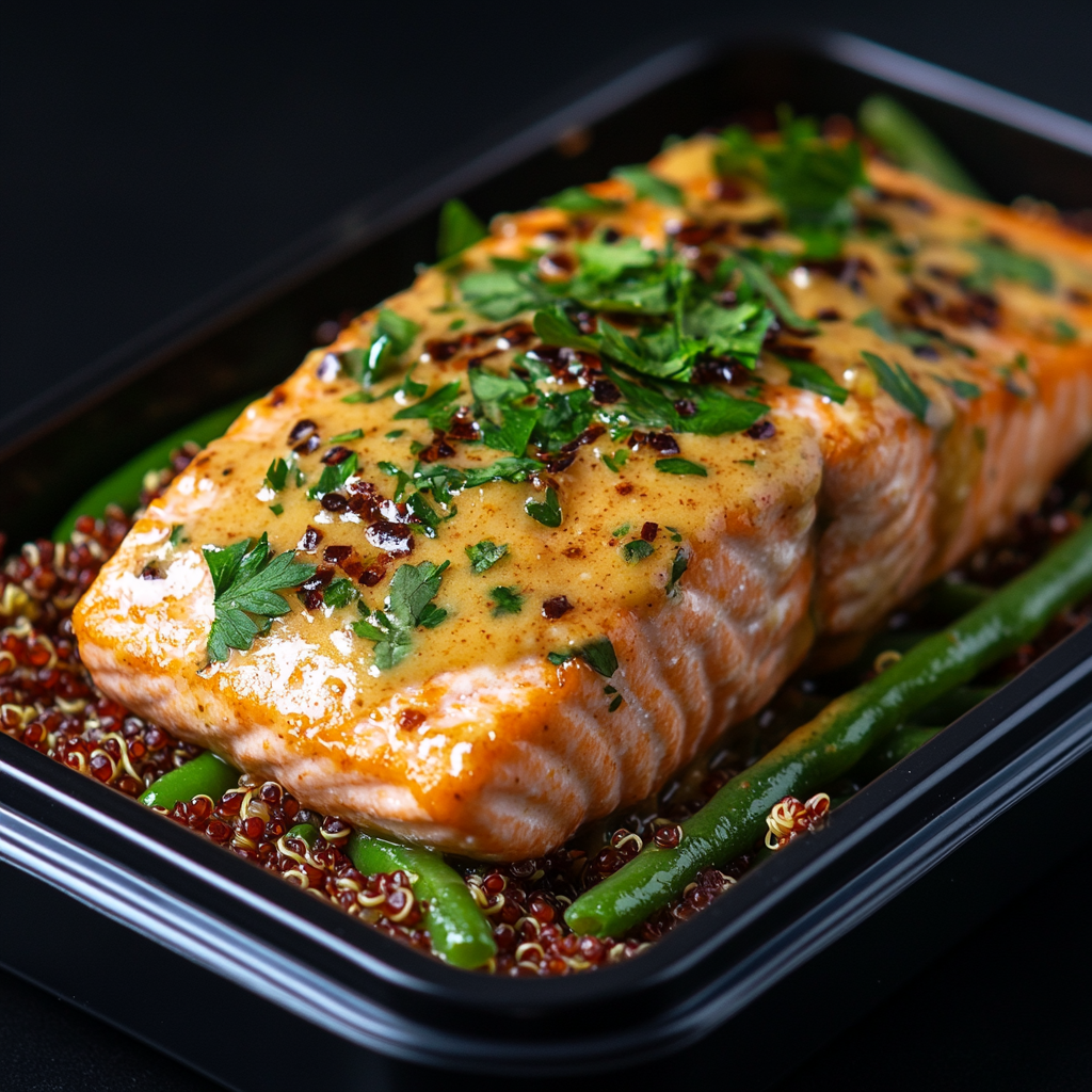 Creamy Tuscan Salmon over Quinoa and Green Beans