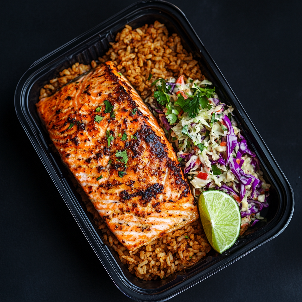 Caribbean Jerk Salmon with Tropical Cole Slaw