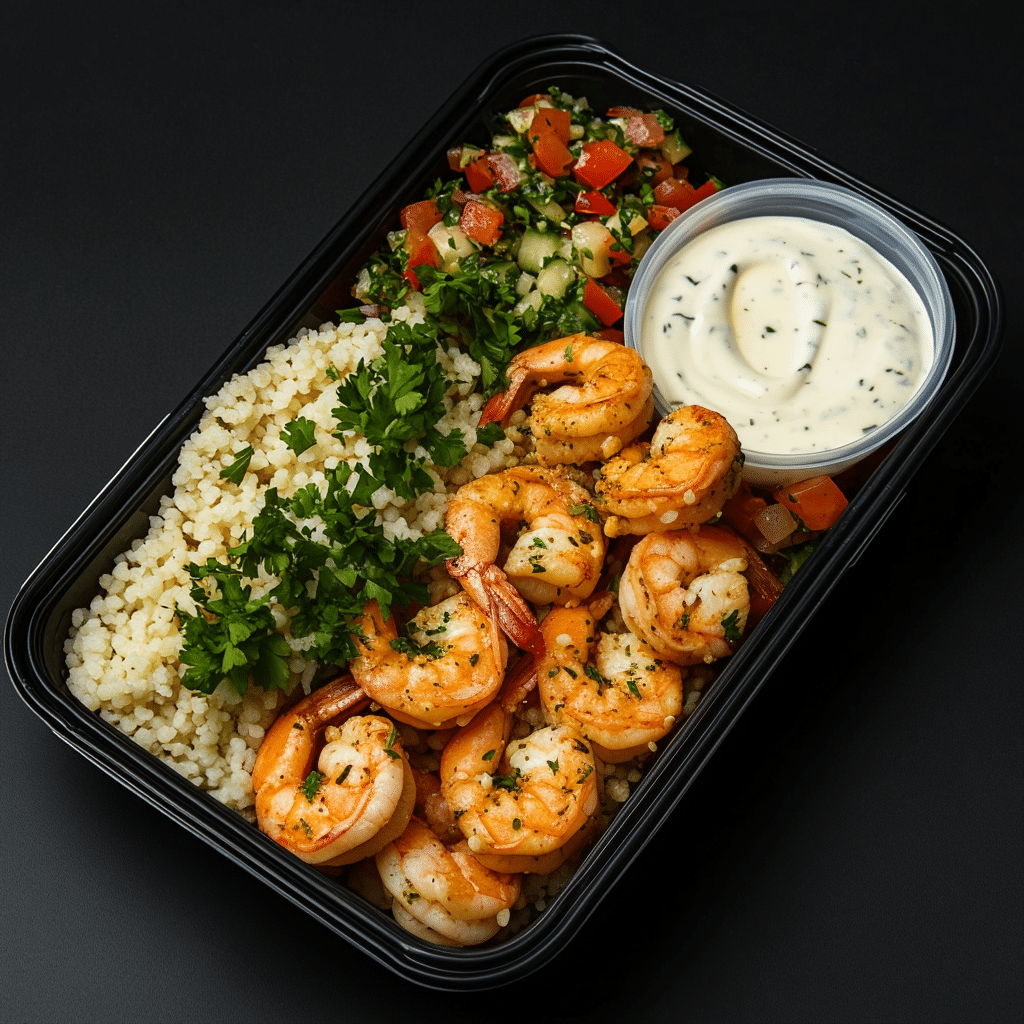 Mediterranean Shrimp with Tabbouleh