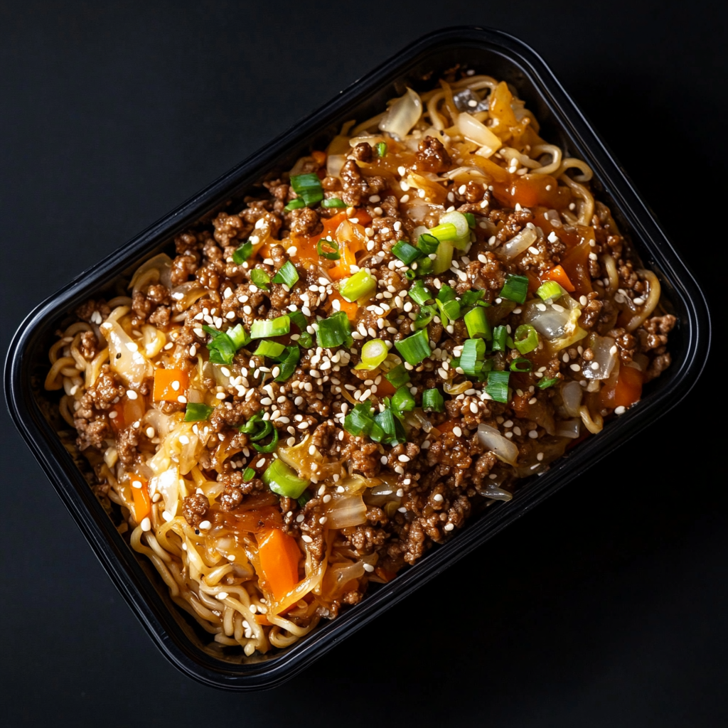 Ground Beef Ramen Eggroll in a Bowl