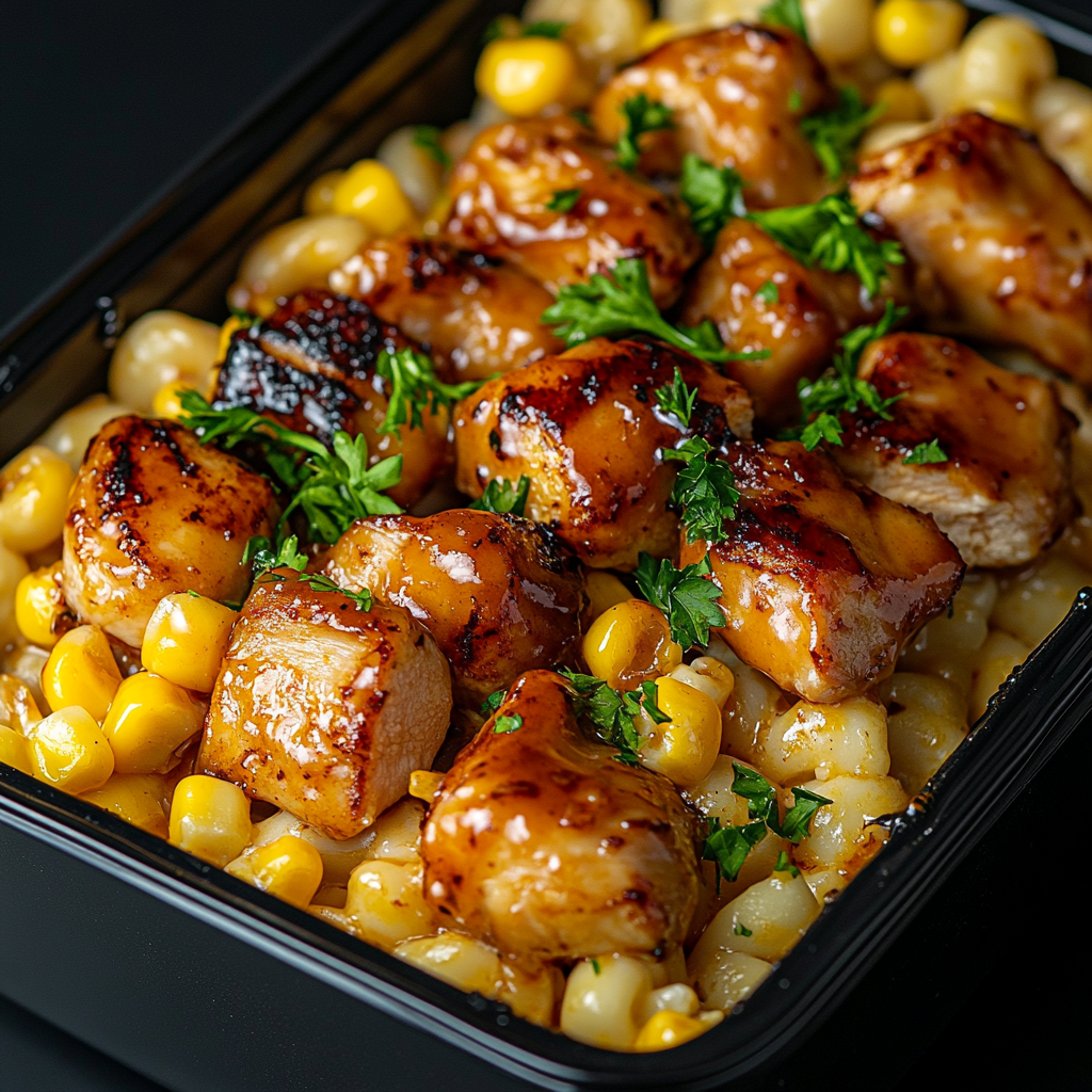 Hot Honey Chicken Mac n' Cheese with Corn