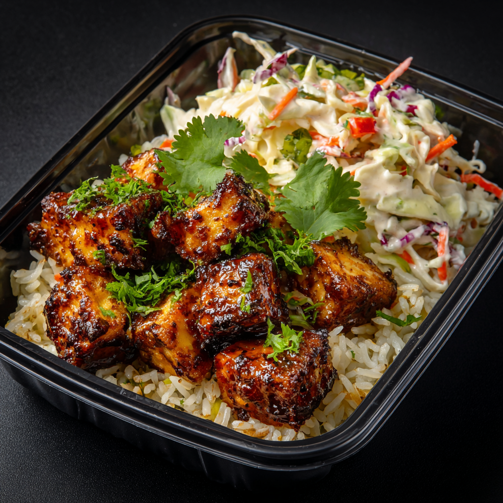 Jerk Tofu with Southern Coleslaw