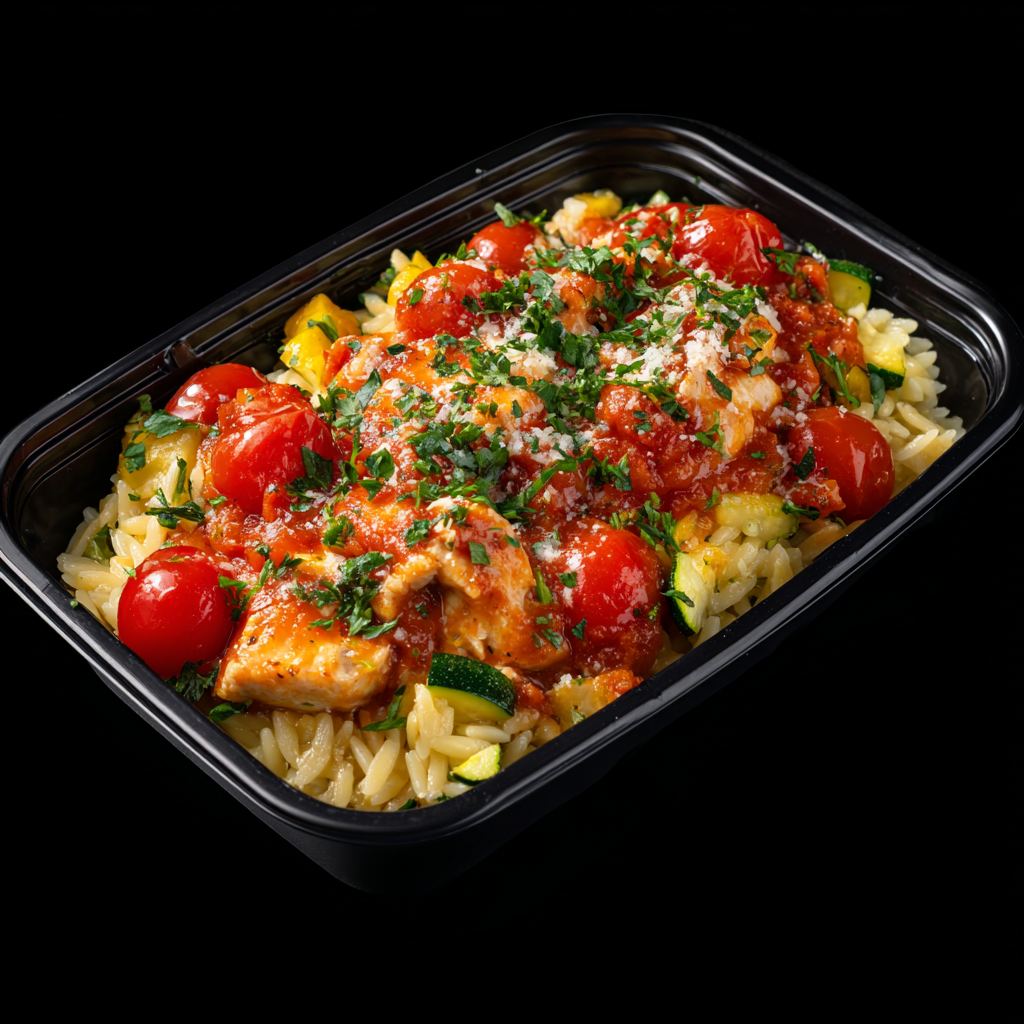 Lemon Garlic Chicken with Orzo & Zucchini