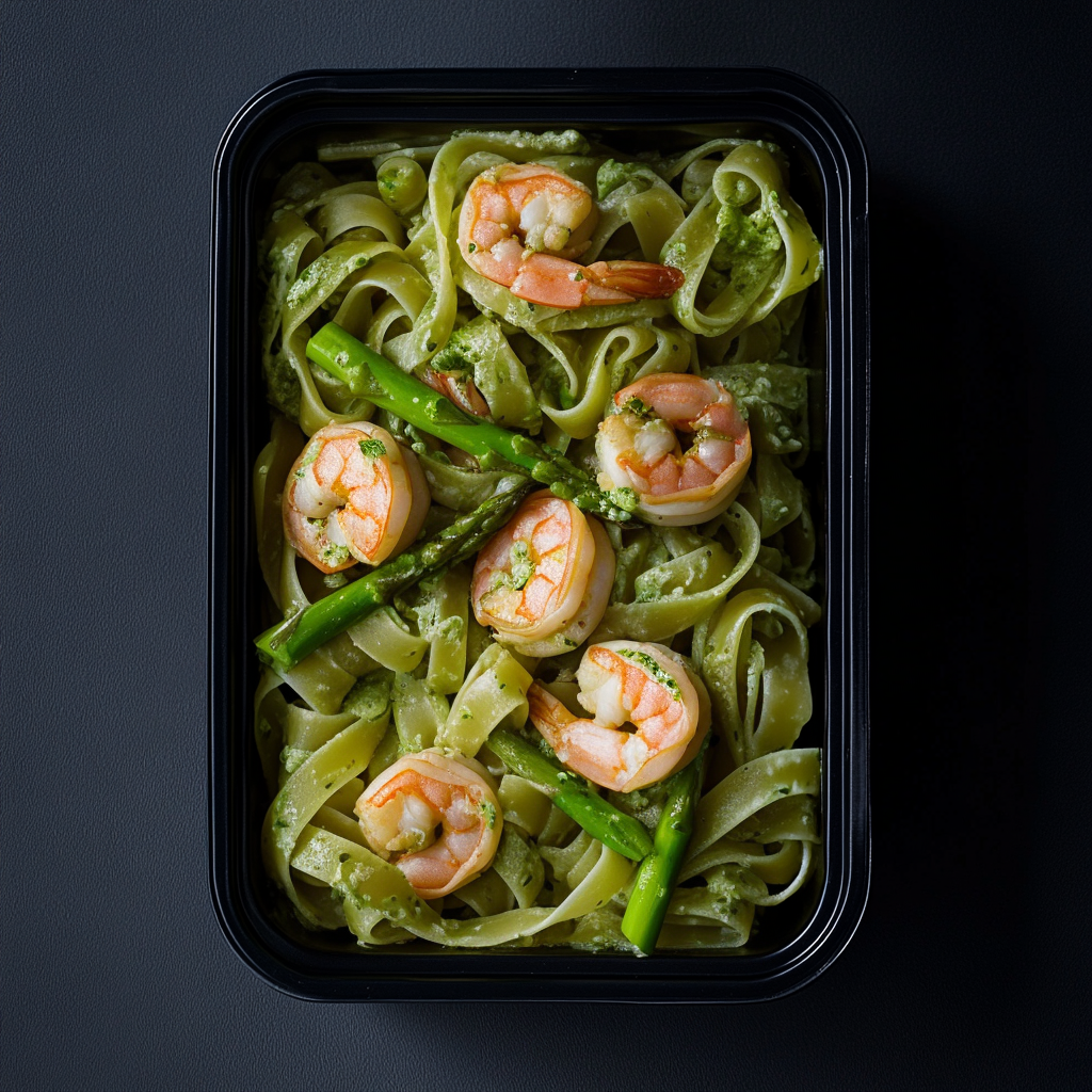 Shrimp Verde Pasta with Ricotta & Asparagus | Chicago Meal Prep | MyoMeals