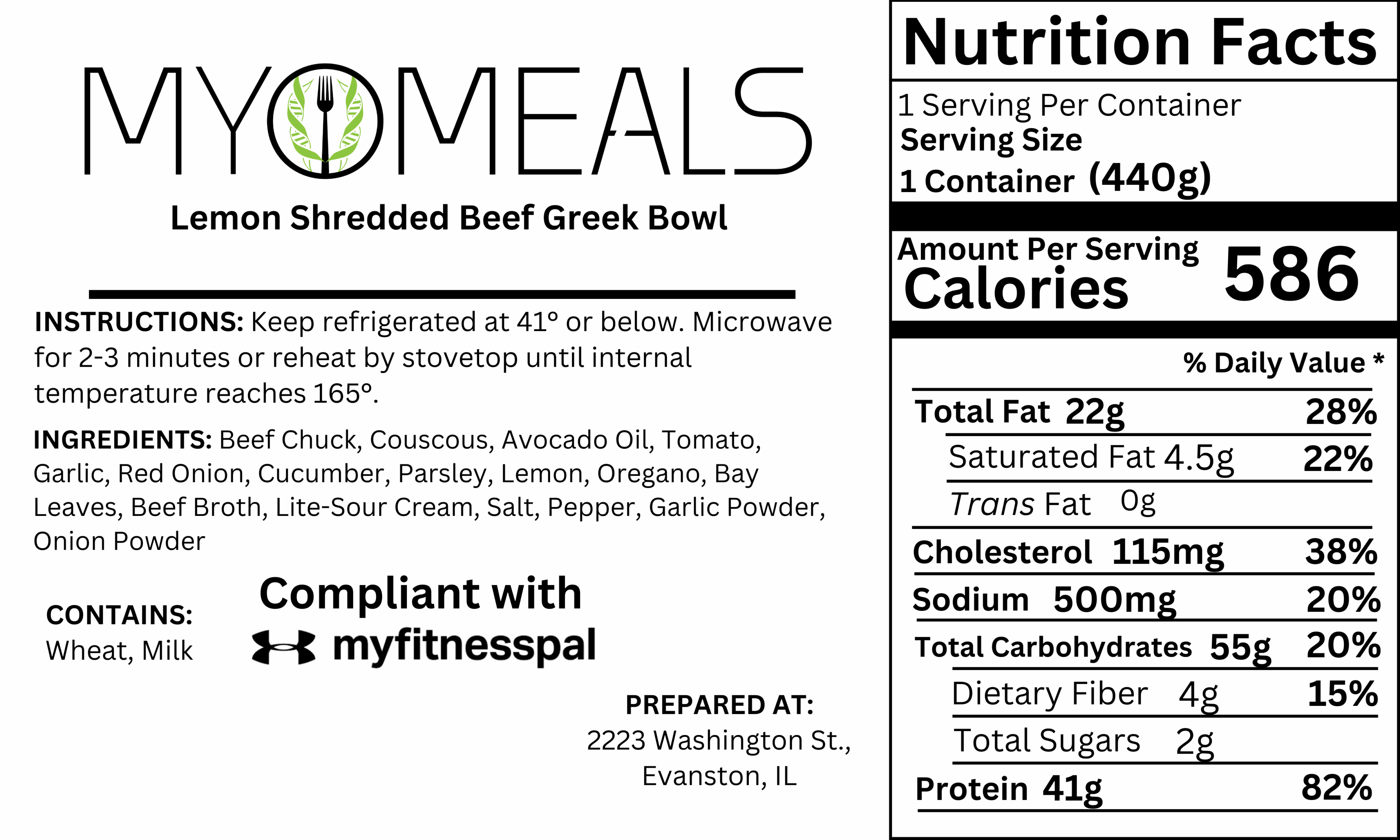 Lemon Shredded Beef Greek Bowl - Image 2