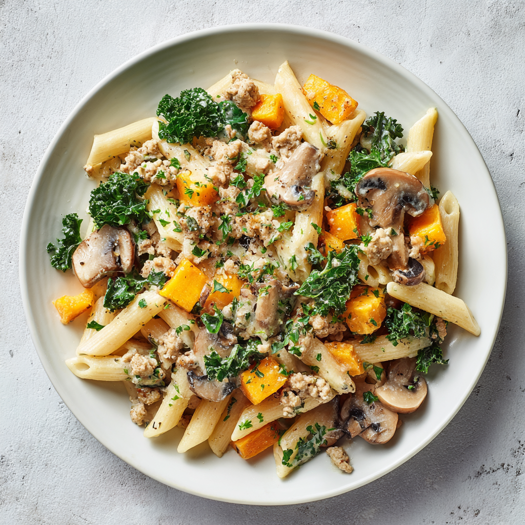 Harvest Ground Turkey and Squash Penne Pasta