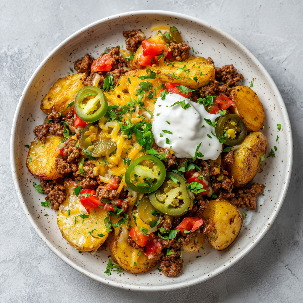 Loaded Nacho Ground Beef Bowl