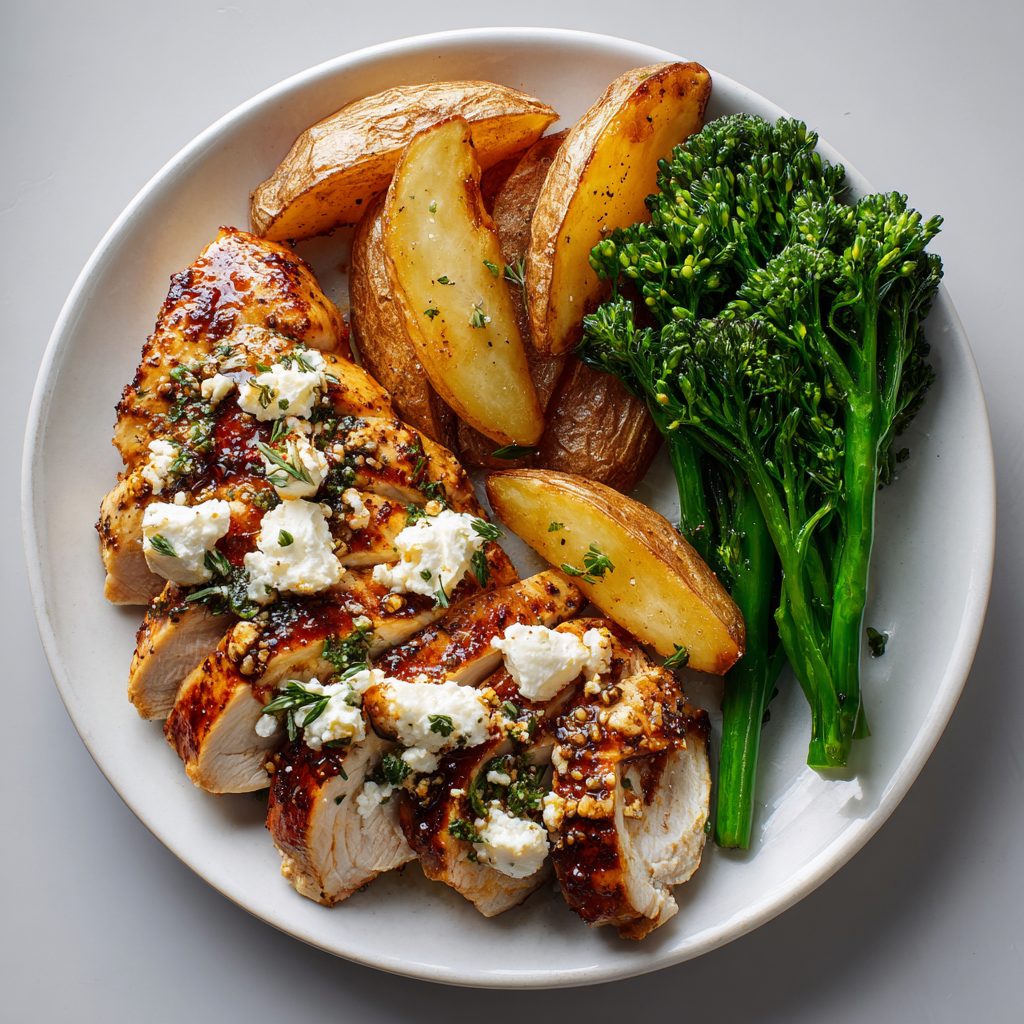 Hot Honey Feta Chicken and Potato Wedges