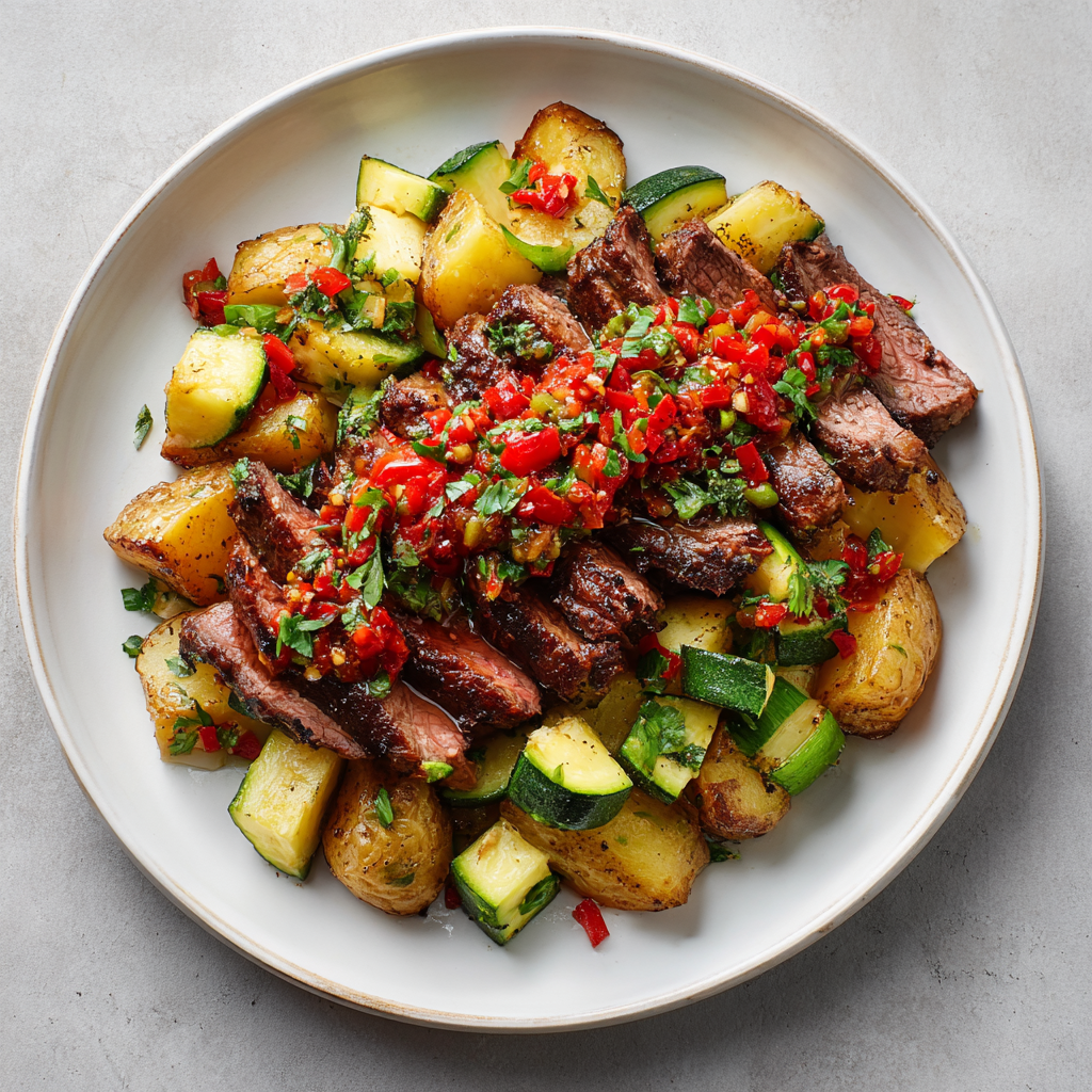 Balsamic Glazed Steak with Red Pepper Relish